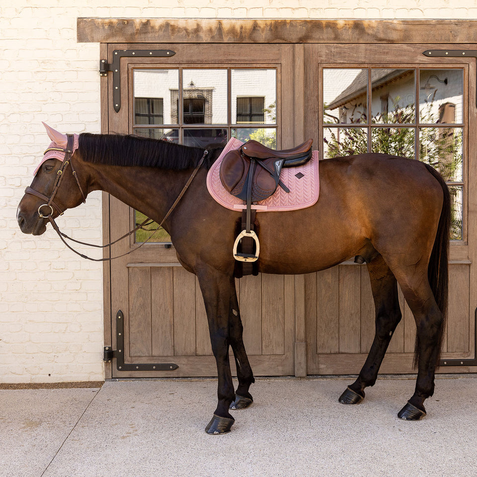 Kentucky Horsewear Velvet Mini Pearls Jumping Saddle Cloth - Old Rose