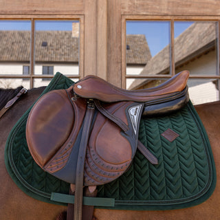 Kentucky Horsewear Velvet Mini Pearls Jumping Saddle Cloth - Pine Green