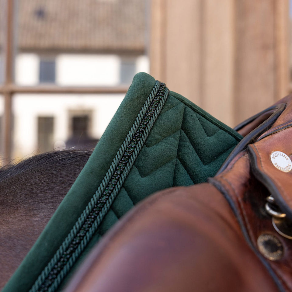 Kentucky Horsewear Velvet Mini Pearls Jumping Saddle Cloth - Pine Green