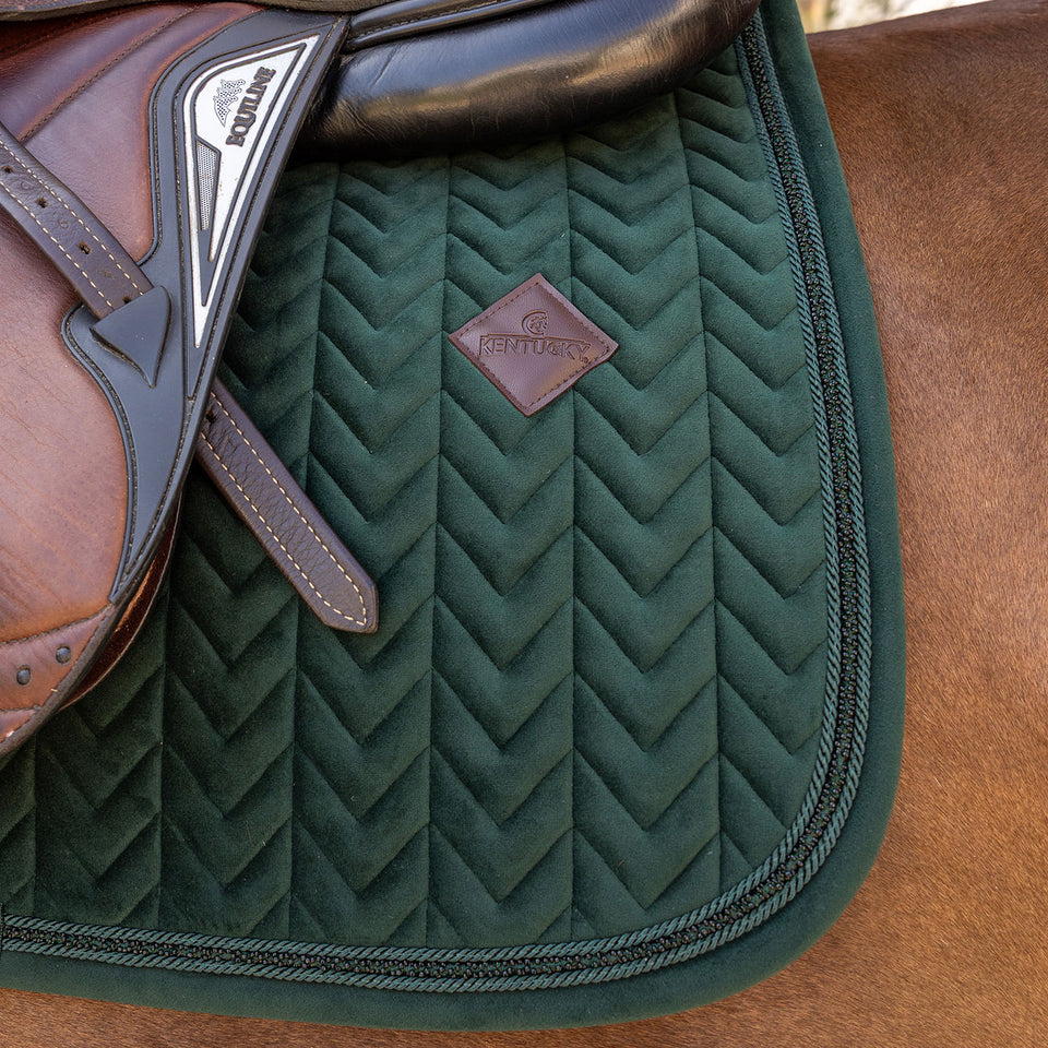Kentucky Horsewear Velvet Mini Pearls Jumping Saddle Cloth - Pine Green