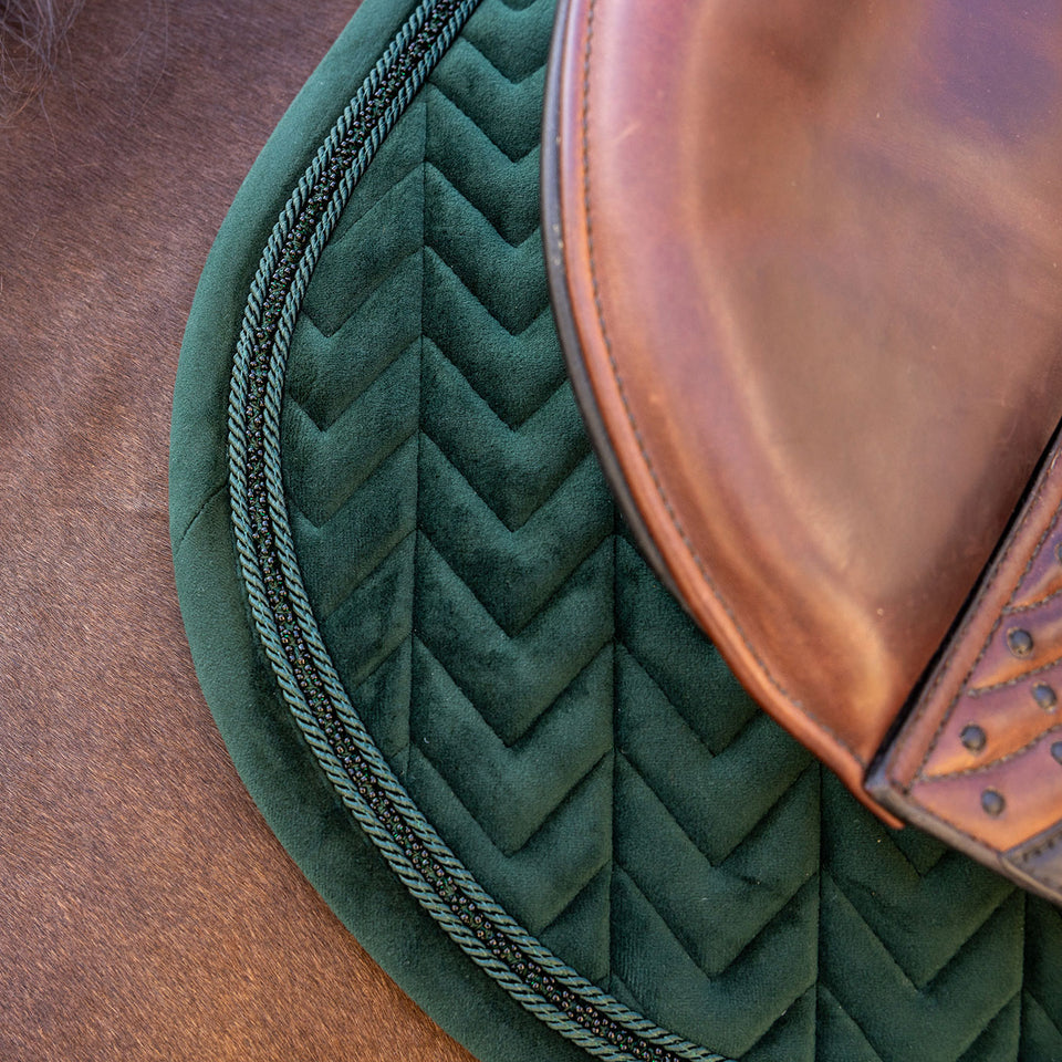 Kentucky Horsewear Velvet Mini Pearls Jumping Saddle Cloth - Pine Green