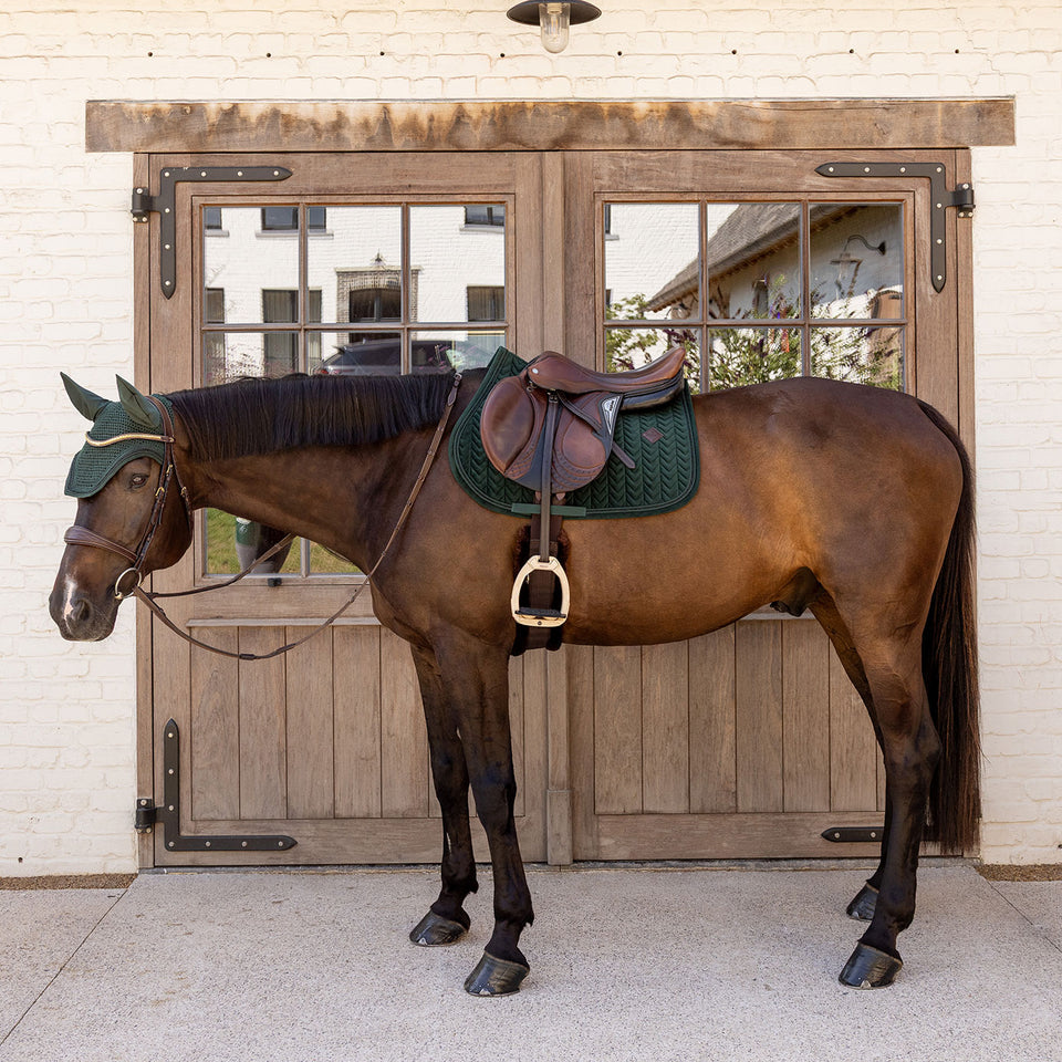 Kentucky Horsewear Velvet Mini Pearls Jumping Saddle Cloth - Pine Green