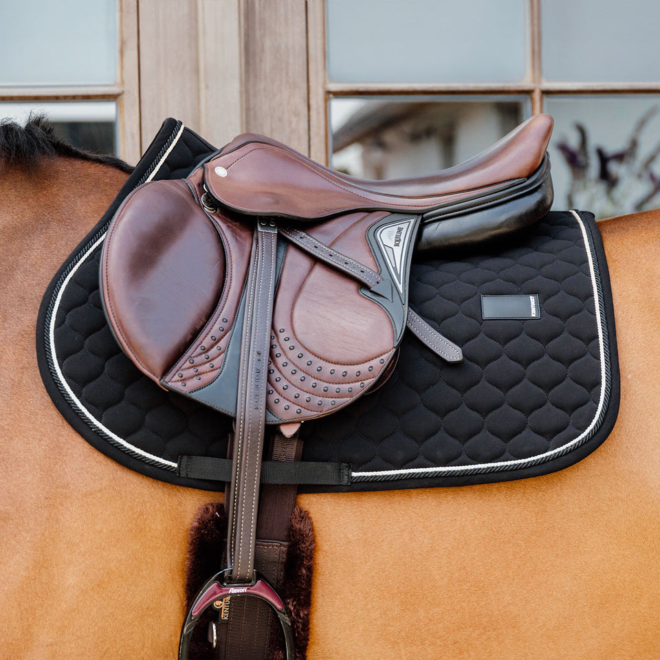 Kentucky Horsewear Onion Quilt Rubber Logo Jumping Saddle Cloth - Black