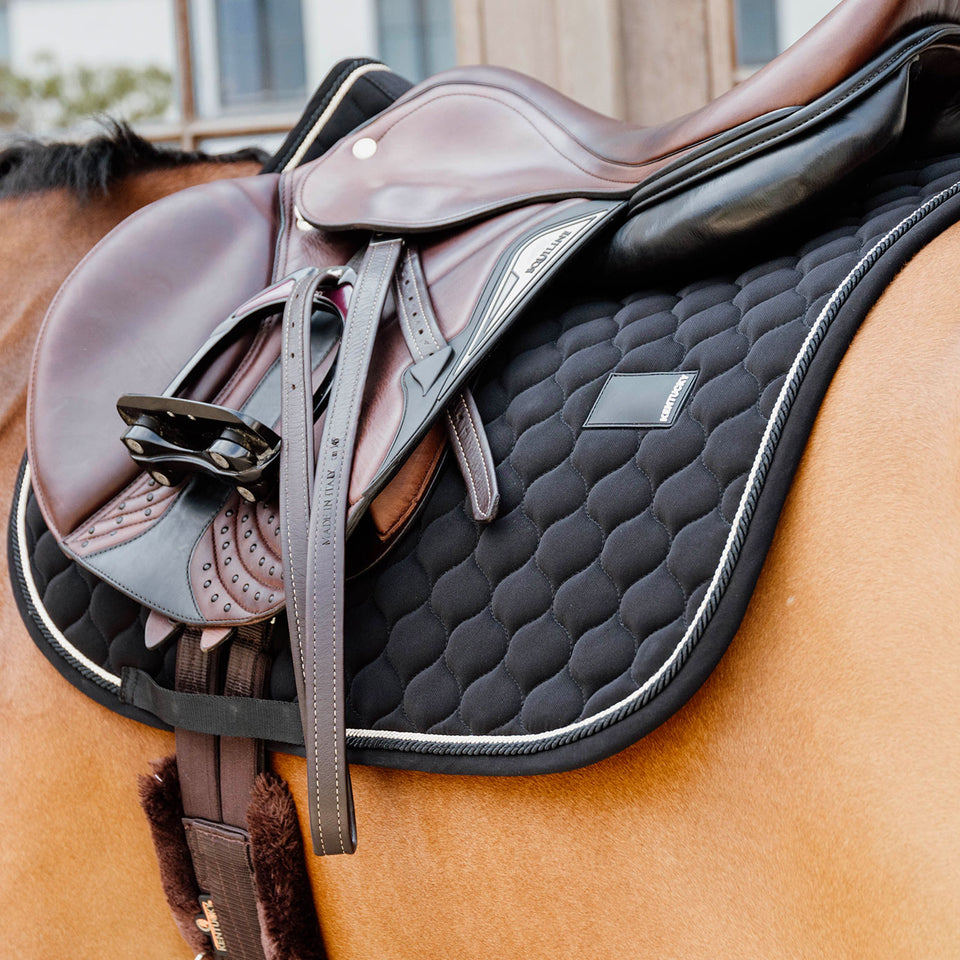 Kentucky Horsewear Onion Quilt Rubber Logo Jumping Saddle Cloth - Black