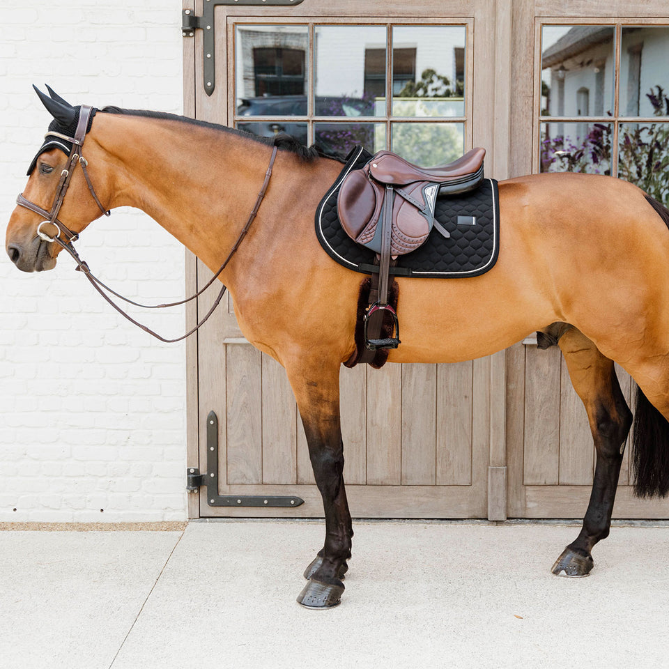 Kentucky Horsewear Onion Quilt Rubber Logo Jumping Saddle Cloth - Black