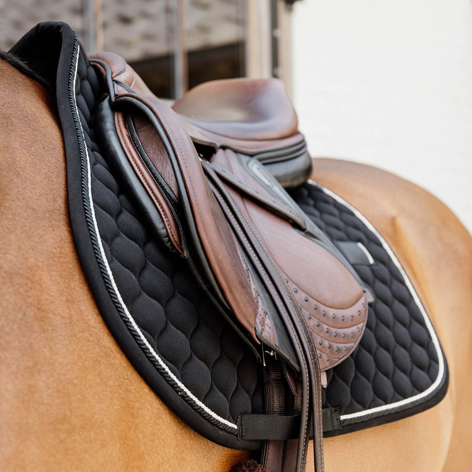 Kentucky Horsewear Onion Quilt Rubber Logo Jumping Saddle Cloth - Black