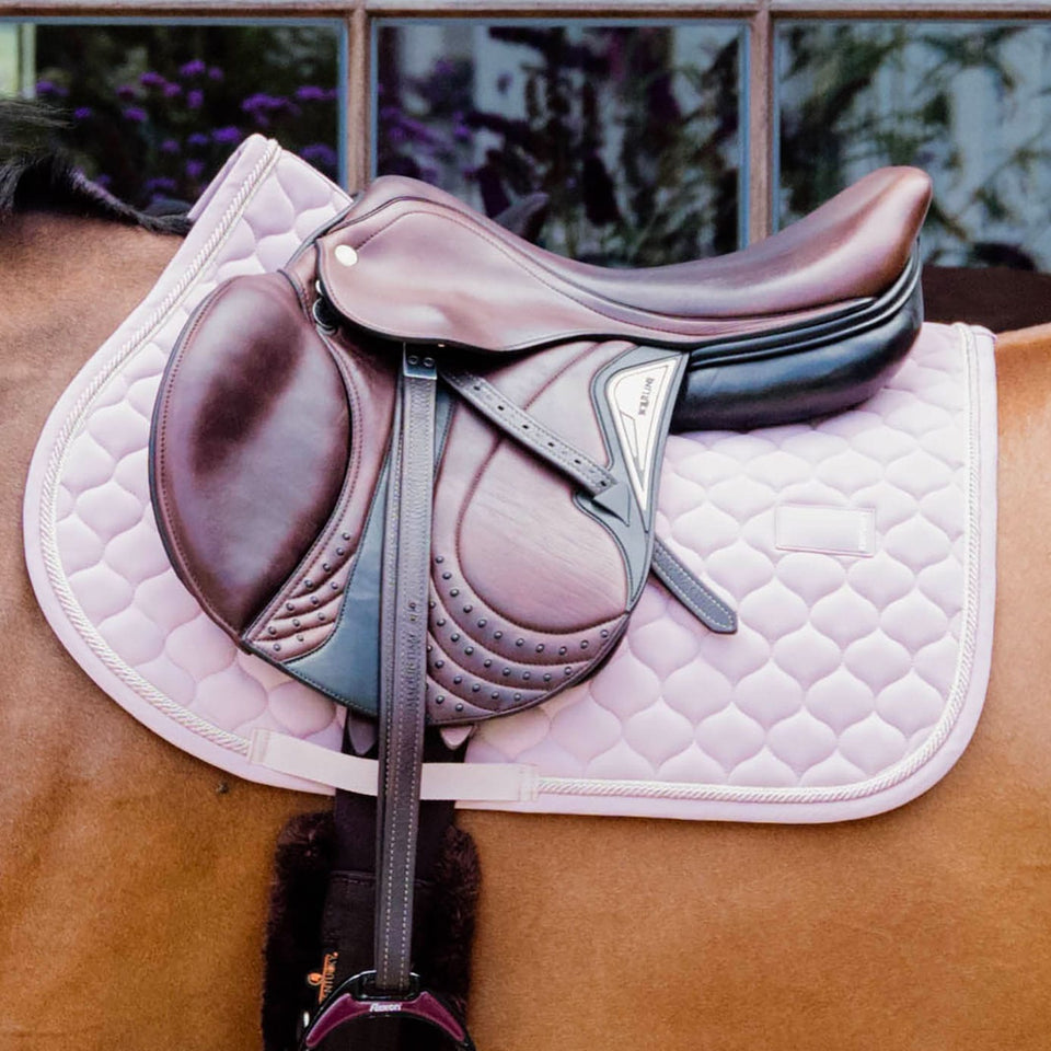 Kentucky Horsewear Onion Quilt Rubber Logo Jumping Saddle Cloth - Light Pink
