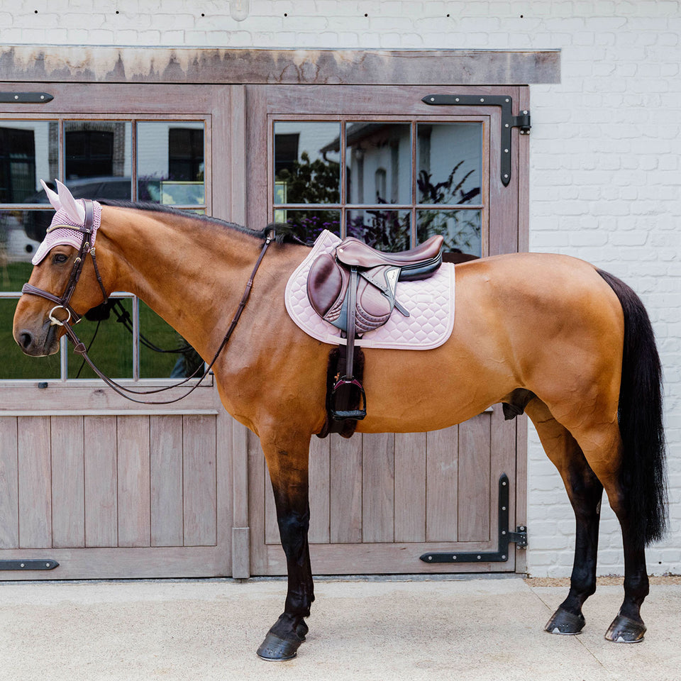 Kentucky Horsewear Onion Quilt Rubber Logo Jumping Saddle Cloth - Light Pink