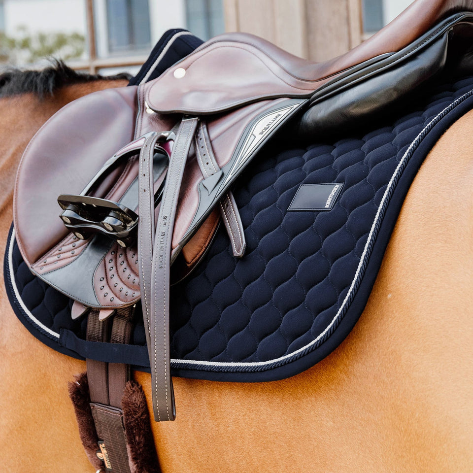 Kentucky Horsewear Onion Quilt Rubber Logo Jumping Saddle Cloth - Navy