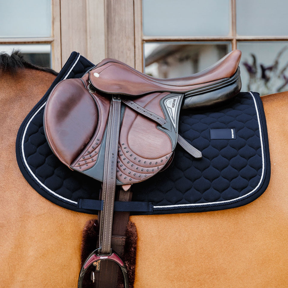 Kentucky Horsewear Onion Quilt Rubber Logo Jumping Saddle Cloth - Navy