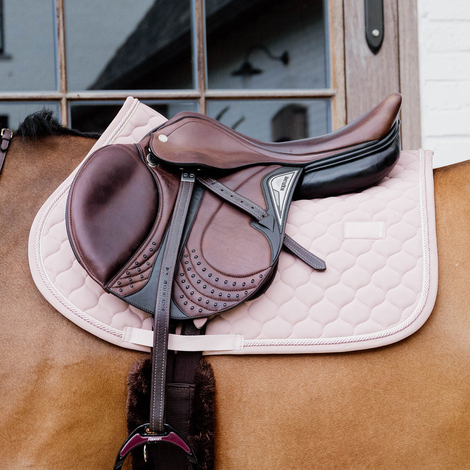 Kentucky Horsewear Onion Quilt Rubber Logo Jumping Saddle Cloth - Old Rose
