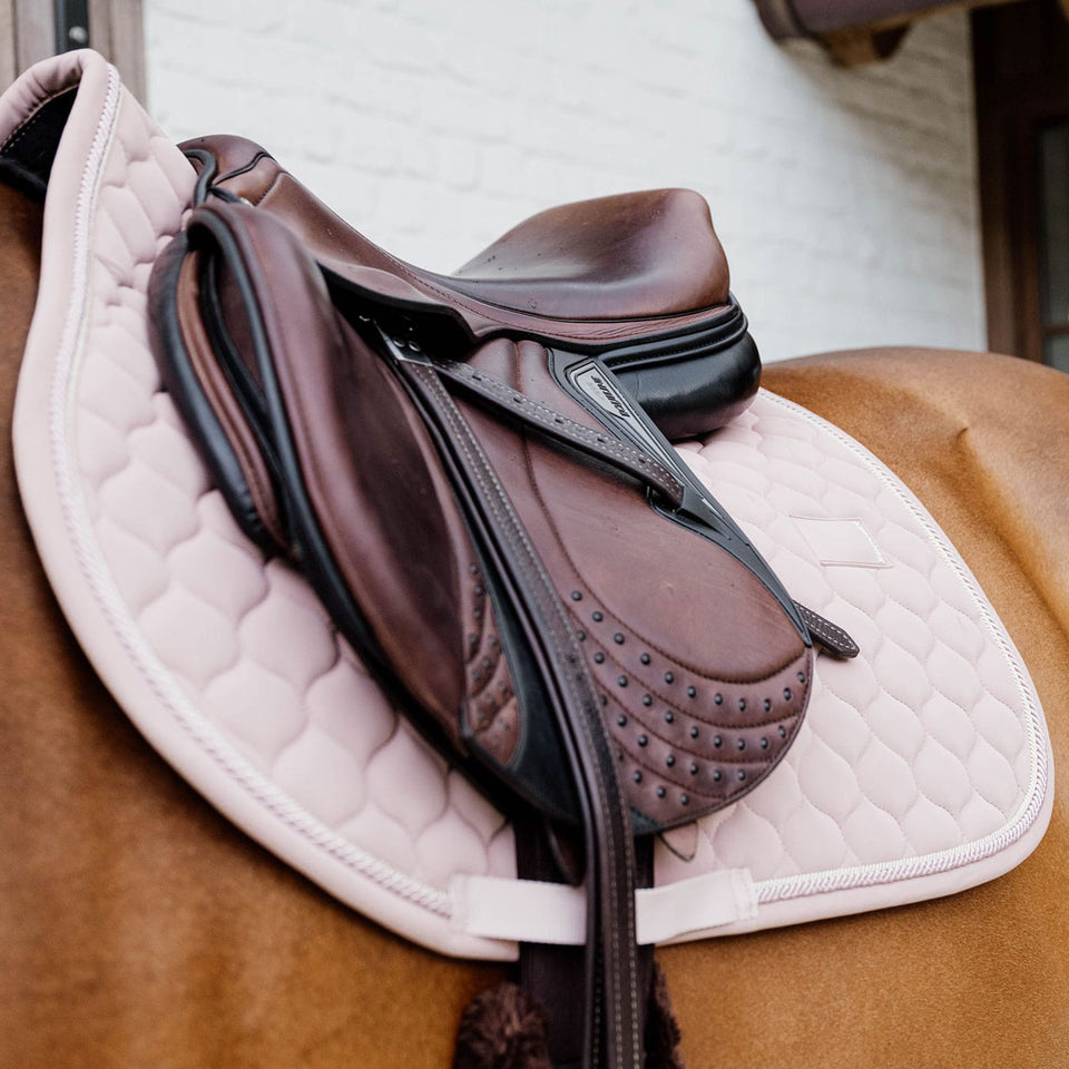 Kentucky Horsewear Onion Quilt Rubber Logo Jumping Saddle Cloth - Old Rose