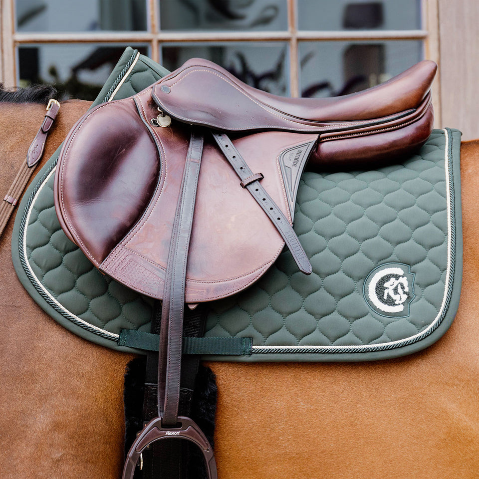 Kentucky Horsewear Onion Quilt 3D Logo Jumping Saddle Cloth - Pine Green