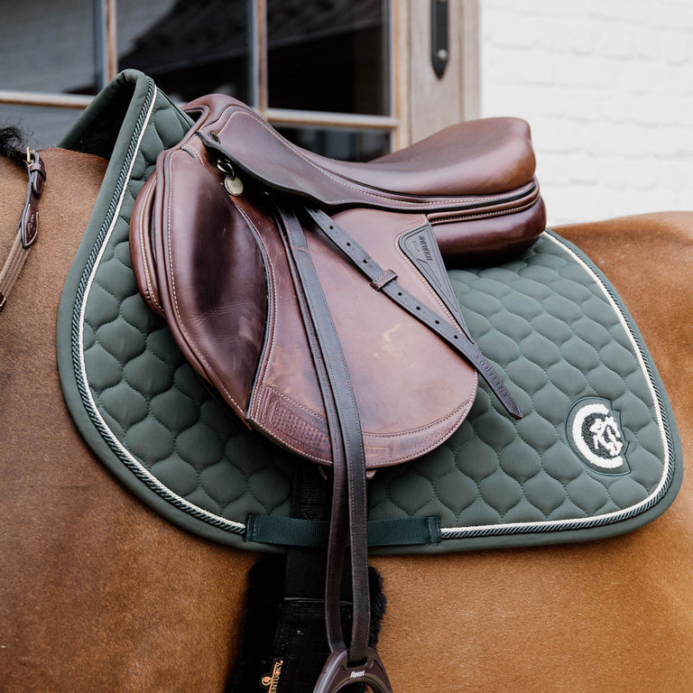 Kentucky Horsewear Onion Quilt 3D Logo Jumping Saddle Cloth - Pine Green