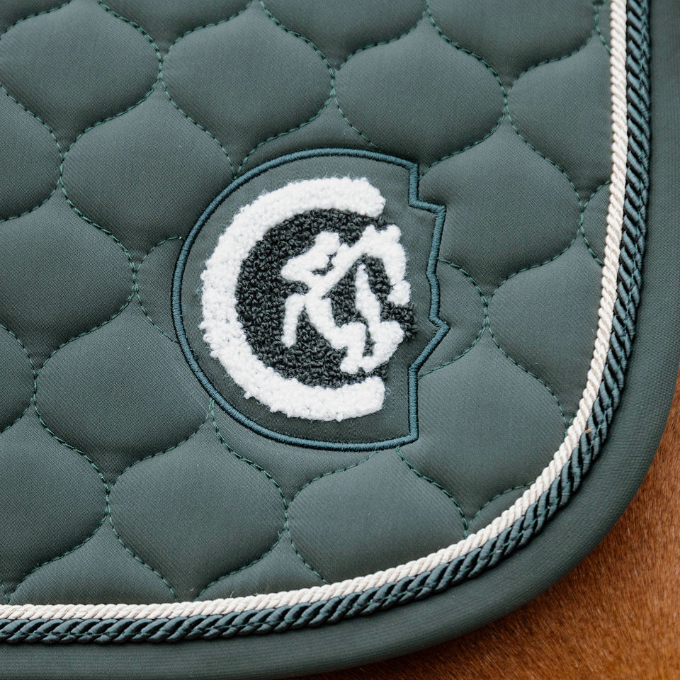 Kentucky Horsewear Onion Quilt 3D Logo Jumping Saddle Cloth - Pine Green