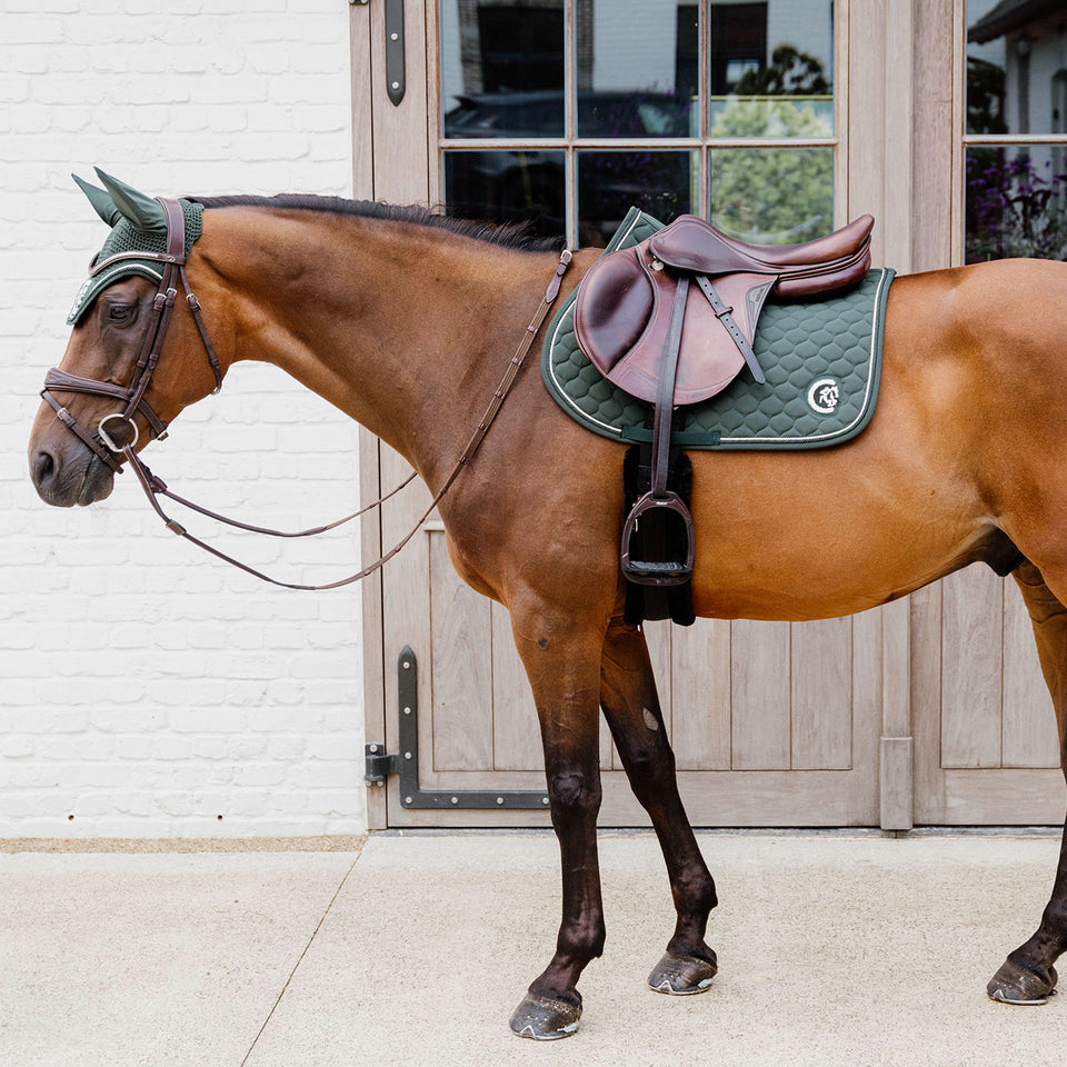 Kentucky Horsewear Onion Quilt 3D Logo Jumping Saddle Cloth - Pine Green