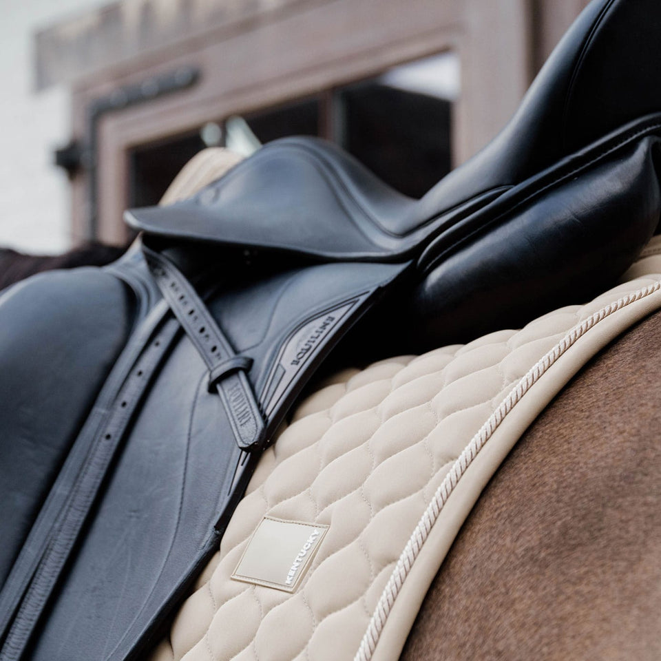Kentucky Horsewear Onion Quilt Rubber Logo Dressage Saddle Cloth - Beige