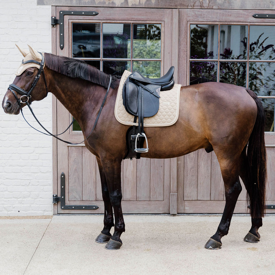 Kentucky Horsewear Onion Quilt Rubber Logo Dressage Saddle Cloth - Beige