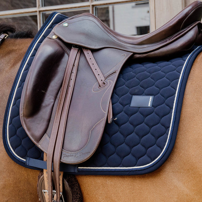 Kentucky Horsewear Onion Quilt Rubber Logo Dressage Saddle Cloth - Navy