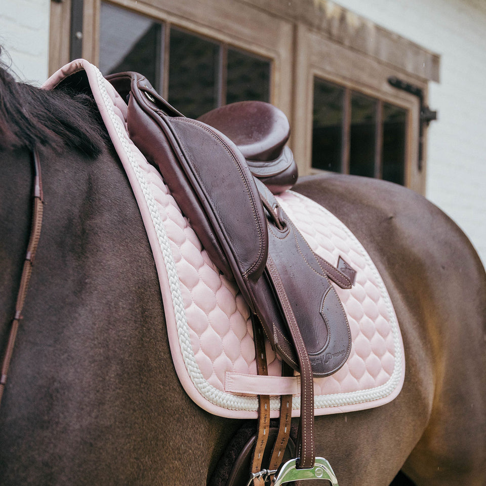 Kentucky Horsewear Plaited Cord Dressage Saddle Cloth - Soft Rose