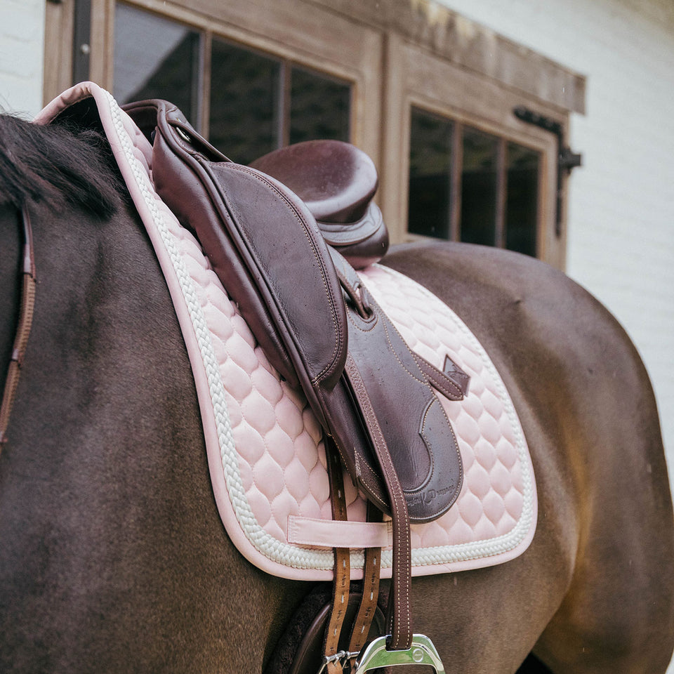 Kentucky Horsewear Plaited Cord Dressage Saddle Cloth - Soft Rose