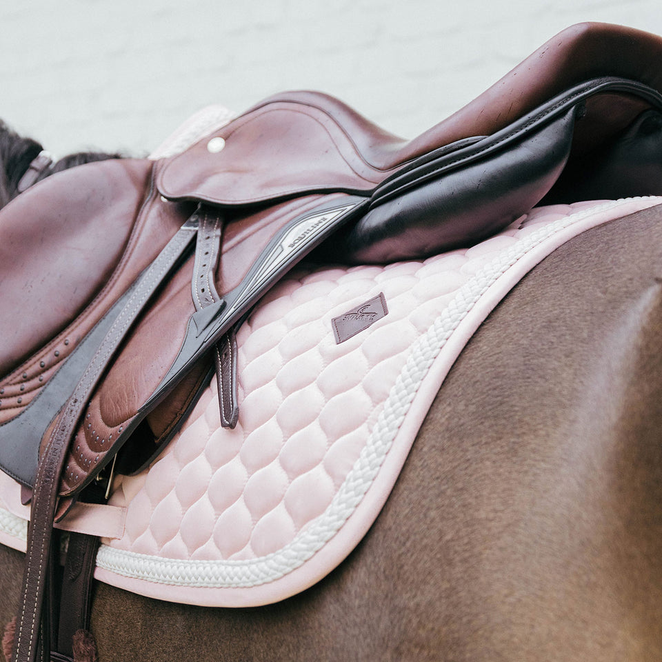 Kentucky Horsewear Plaited Cord Jumping Saddle Cloth - Soft Rose