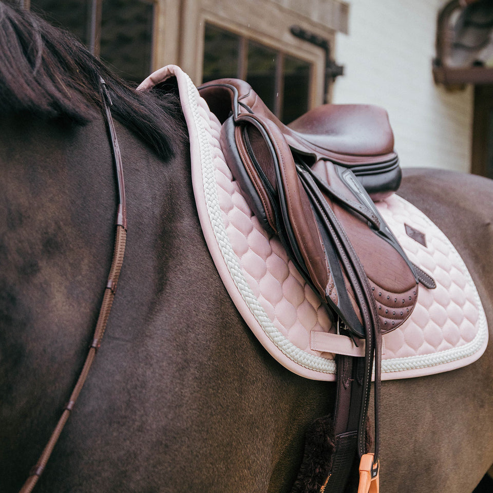 Kentucky Horsewear Plaited Cord Jumping Saddle Cloth - Soft Rose