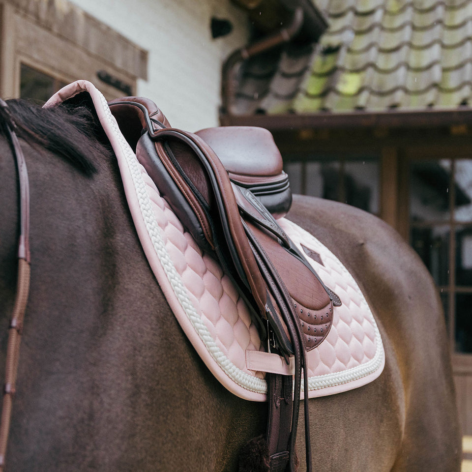 Kentucky Horsewear Plaited Cord Jumping Saddle Cloth - Soft Rose