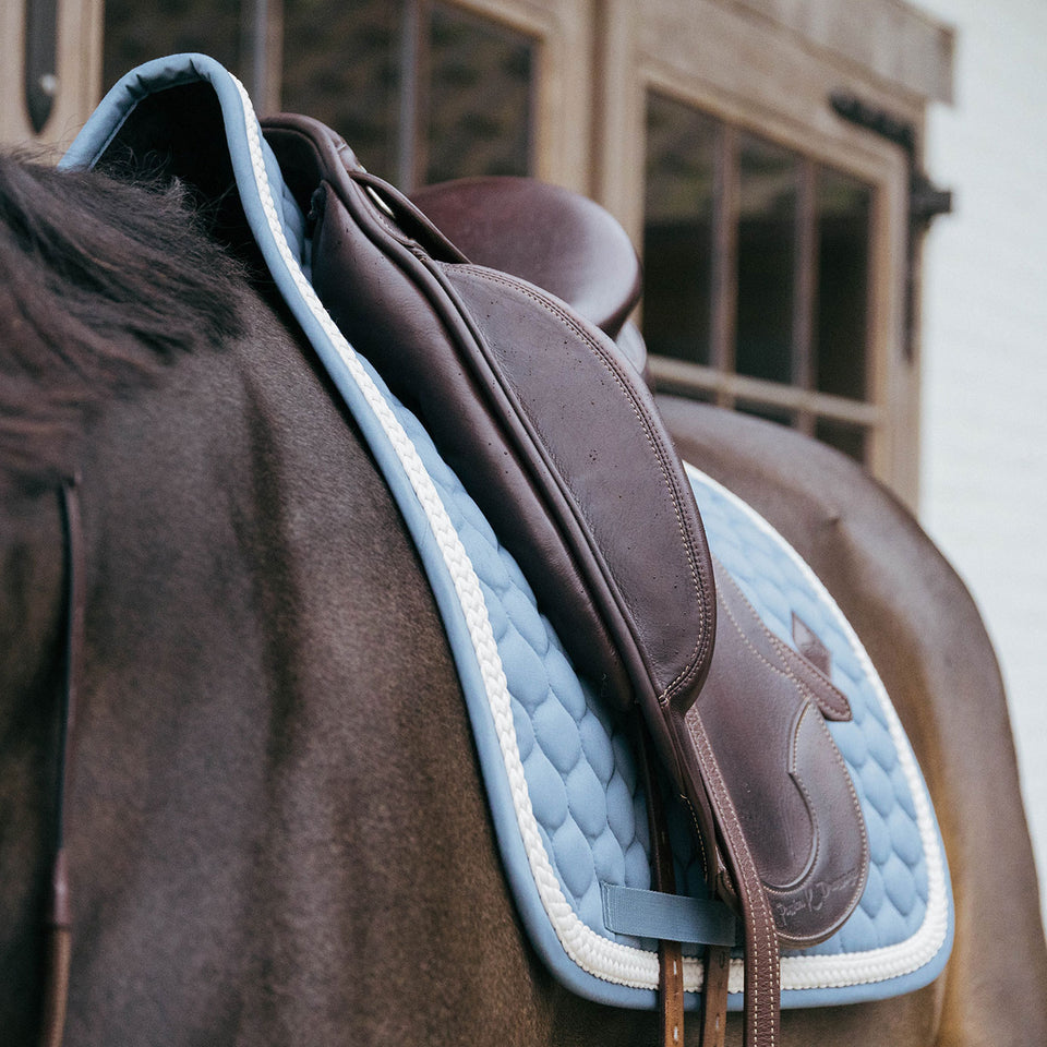 Kentucky Horsewear Plaited Cord Dressage Saddle Cloth - Light Blue