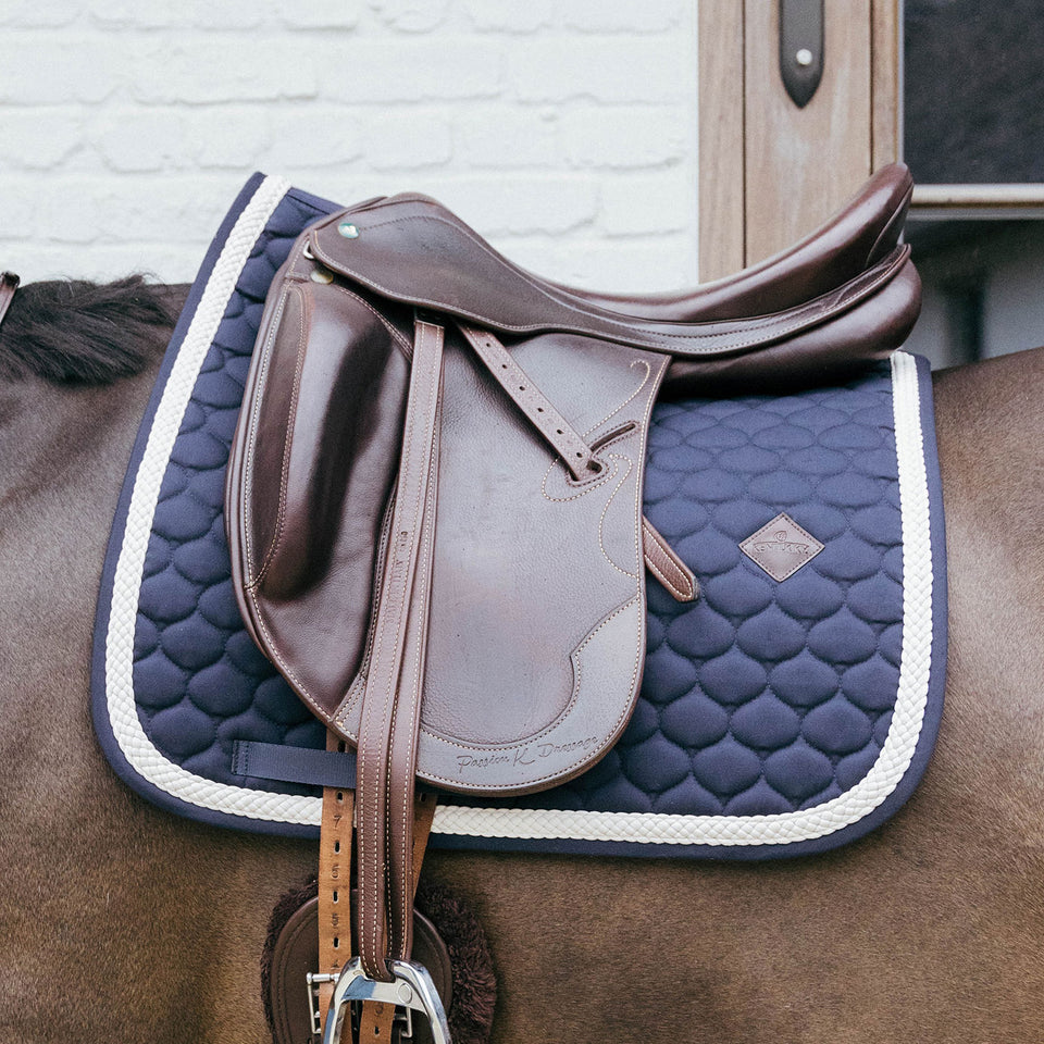 Kentucky Horsewear Plaited Cord Dressage Saddle Cloth - Navy