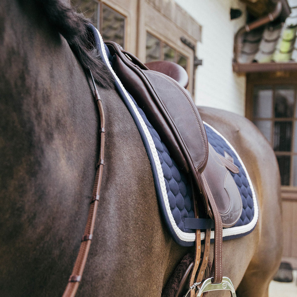 Kentucky Horsewear Plaited Cord Dressage Saddle Cloth - Navy