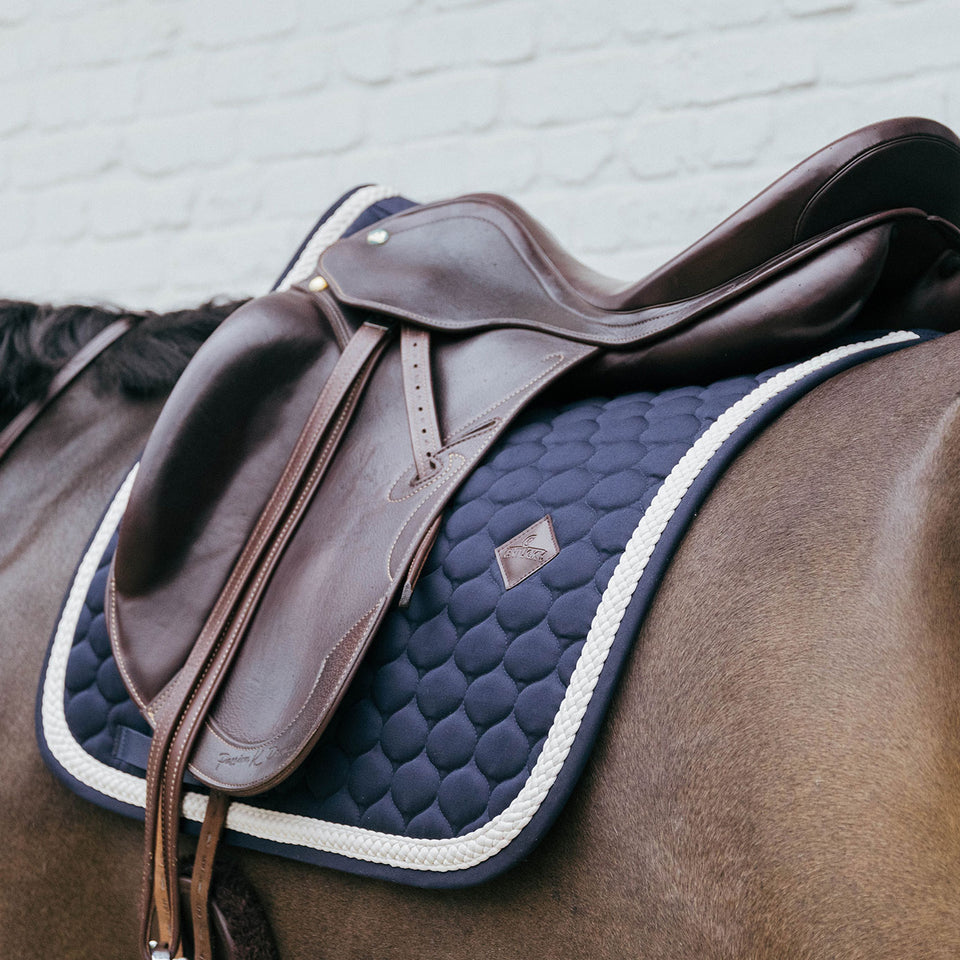 Kentucky Horsewear Plaited Cord Dressage Saddle Cloth - Navy
