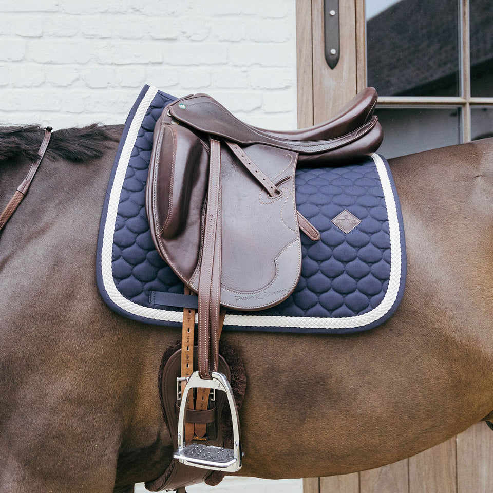 Kentucky Horsewear Plaited Cord Dressage Saddle Cloth - Navy