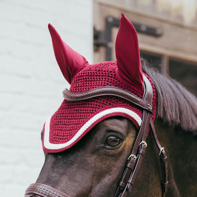 Kentucky Horsewear Wellington Plaited Cord Fly Veil - Bordeaux