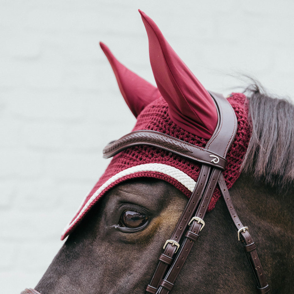 Kentucky Horsewear Wellington Plaited Cord Fly Veil - Bordeaux