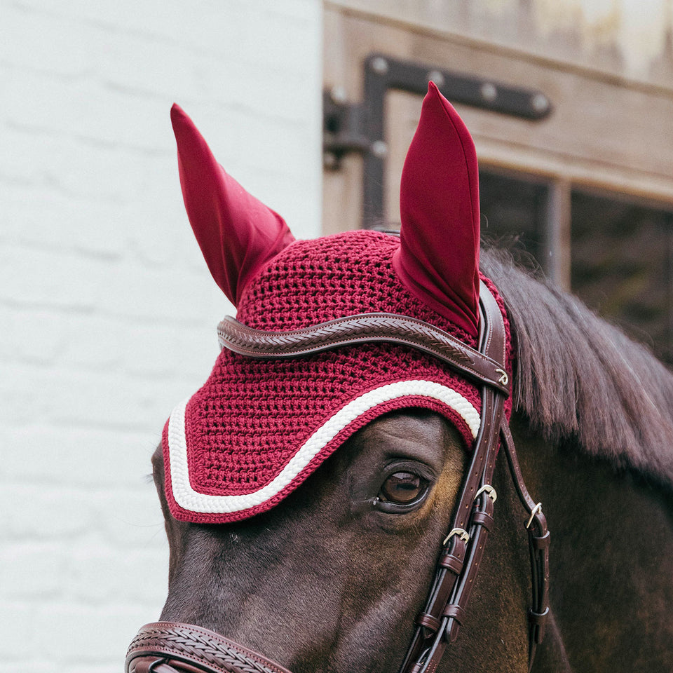 Kentucky Horsewear Wellington Plaited Cord Fly Veil - Bordeaux