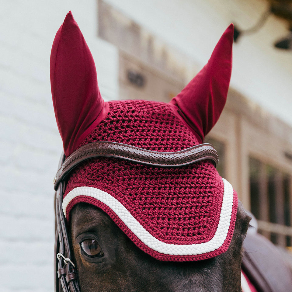 Kentucky Horsewear Wellington Plaited Cord Fly Veil - Bordeaux