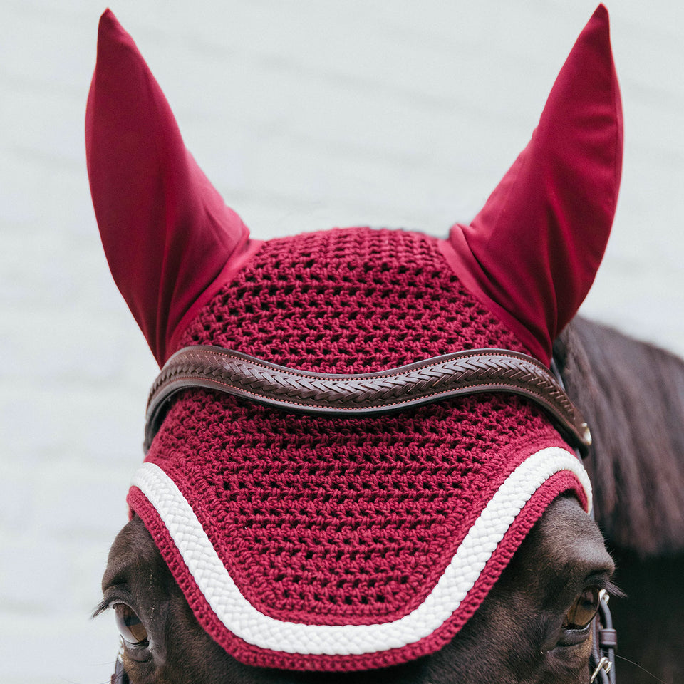 Kentucky Horsewear Wellington Plaited Cord Fly Veil - Bordeaux