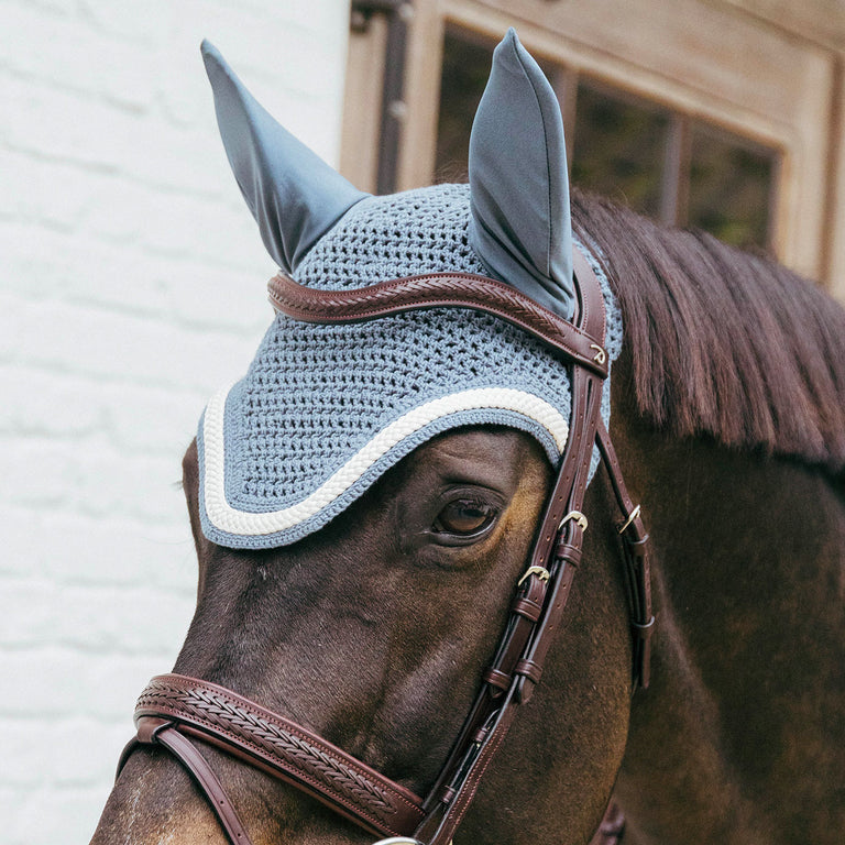 Kentucky Horsewear Wellington Plaited Cord Fly Veil - Light Blue