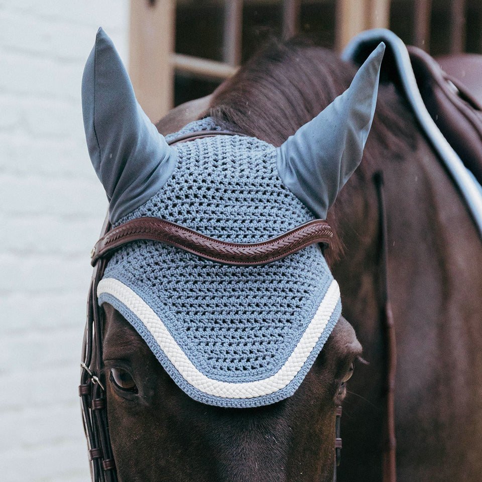 Kentucky Horsewear Wellington Plaited Cord Fly Veil - Light Blue