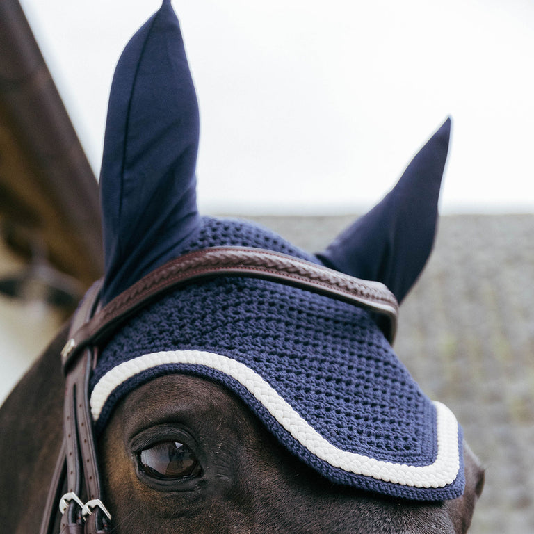 Kentucky Horsewear Wellington Plaited Cord Fly Veil - Navy