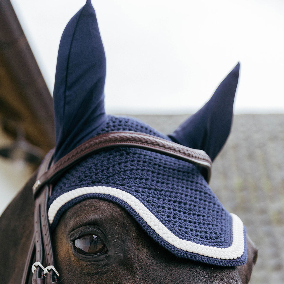 Kentucky Horsewear Wellington Plaited Cord Fly Veil - Navy