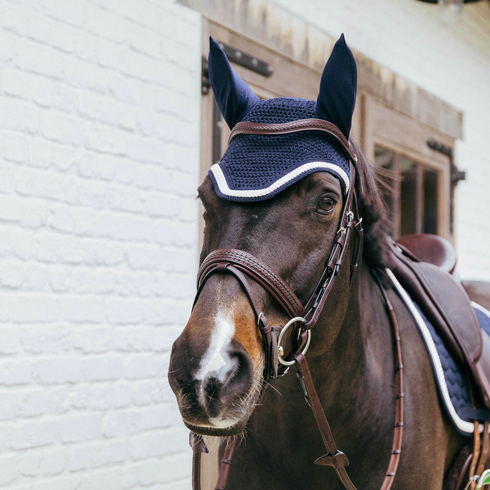 Kentucky Horsewear Wellington Plaited Cord Fly Veil - Navy