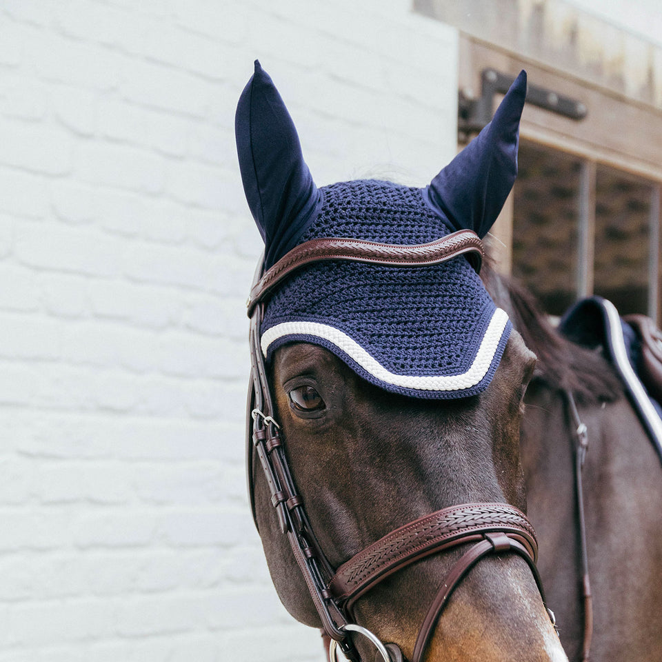Kentucky Horsewear Wellington Plaited Cord Fly Veil - Navy
