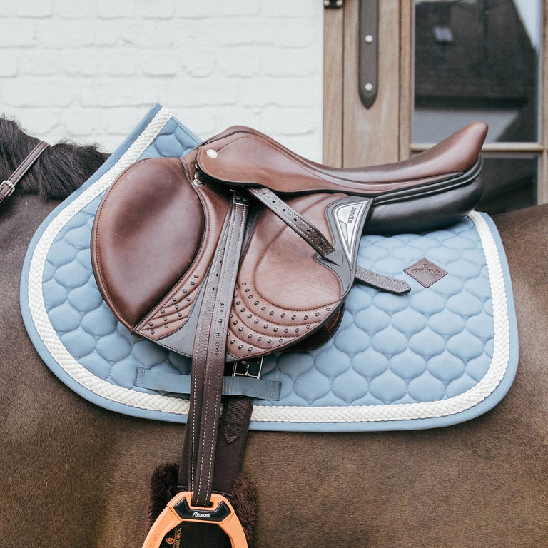 Kentucky Horsewear Plaited Cord Jumping Saddle Cloth - Light Blue