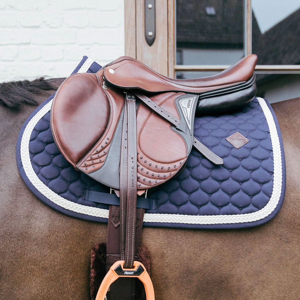 Kentucky Horsewear Plaited Cord Jumping Saddle Cloth - Navy