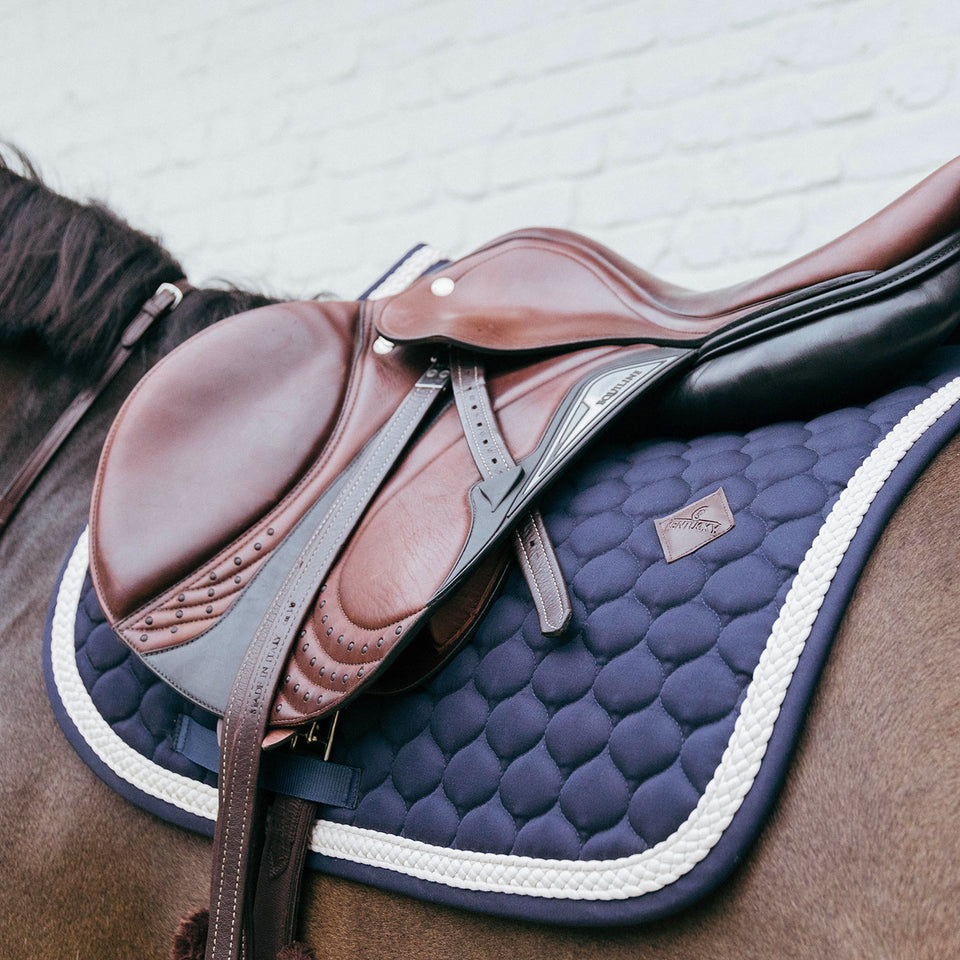 Kentucky Horsewear Plaited Cord Jumping Saddle Cloth - Navy