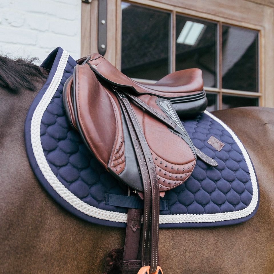 Kentucky Horsewear Plaited Cord Jumping Saddle Cloth - Navy