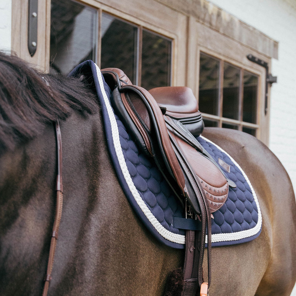 Kentucky Horsewear Plaited Cord Jumping Saddle Cloth - Navy