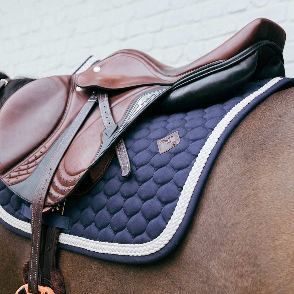 Kentucky Horsewear Plaited Cord Jumping Saddle Cloth - Navy